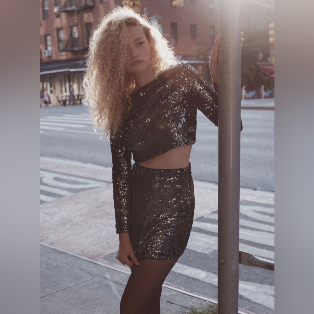 Garage Black Sequin Shimmer Mini Skirt Size XS